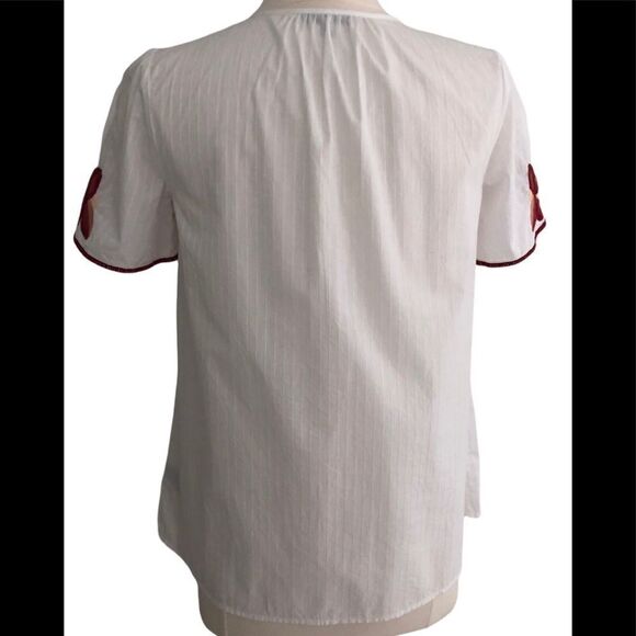 Madewell Fable Embroidered Floral Short Sleeve Smock Top White - Picture 4 of 9